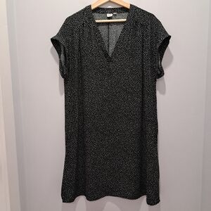 Gap Black & White Polka Dot Short Sleeve V-Neck Shift Dress Womens Large